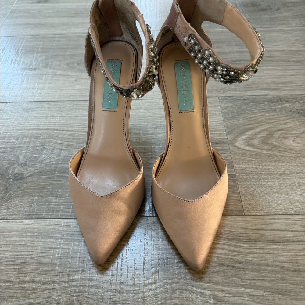 Betsey Johnson Blush Ankle Strap Heels